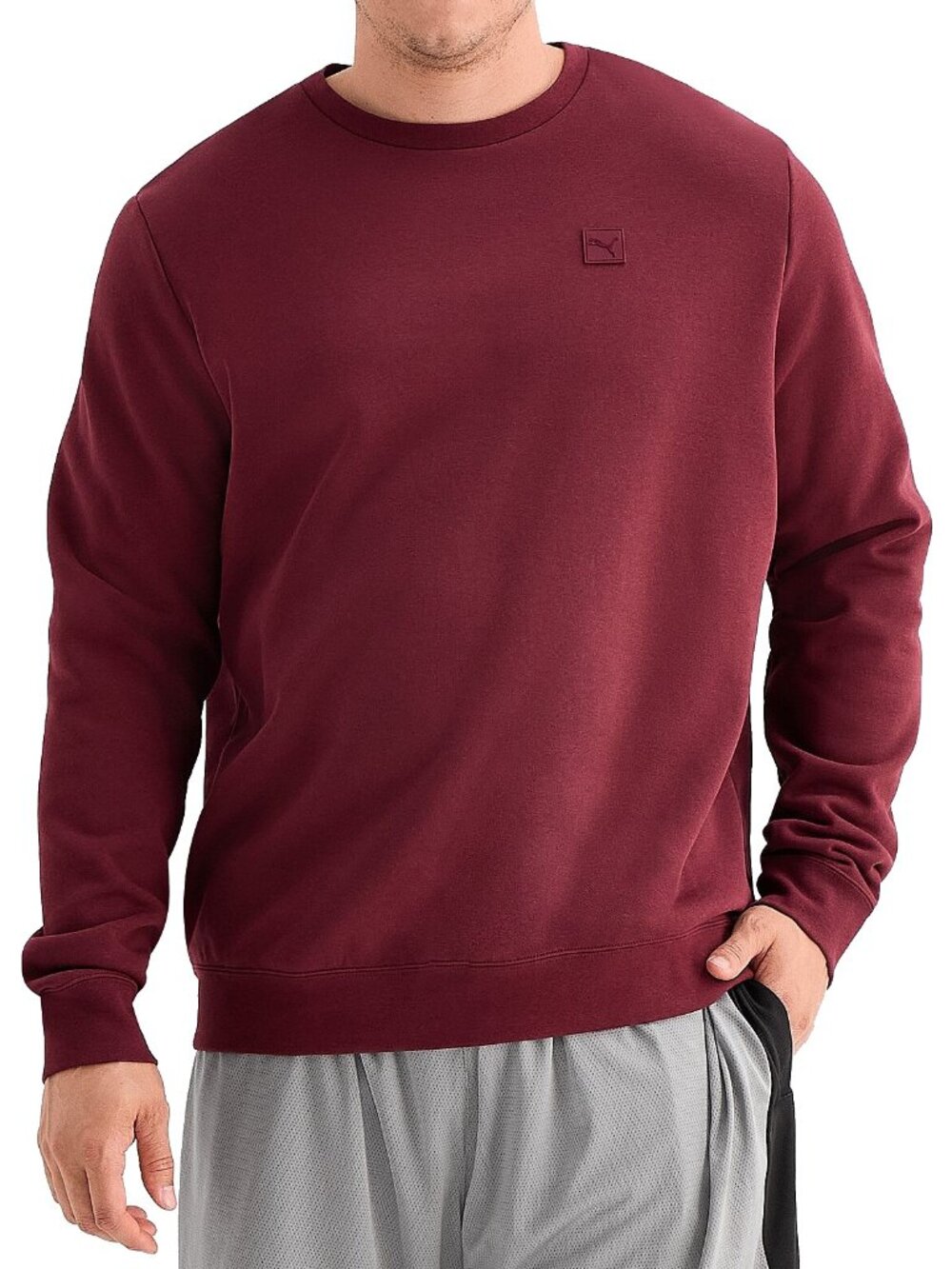 New! Puma Fleece Sweatshirt Crew Neck Big & Tall Men's 4XLT 5XLT Burgundy